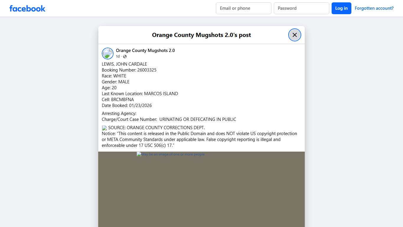 LEWIS, JOHN CARDALE Booking... - Orange County Mugshots 2.0 Facebook