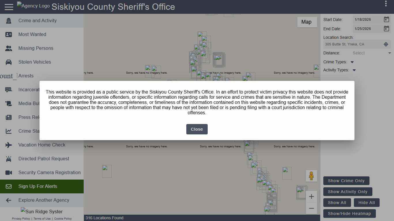 Siskiyou County Sheriff's Office - Crime & Activity